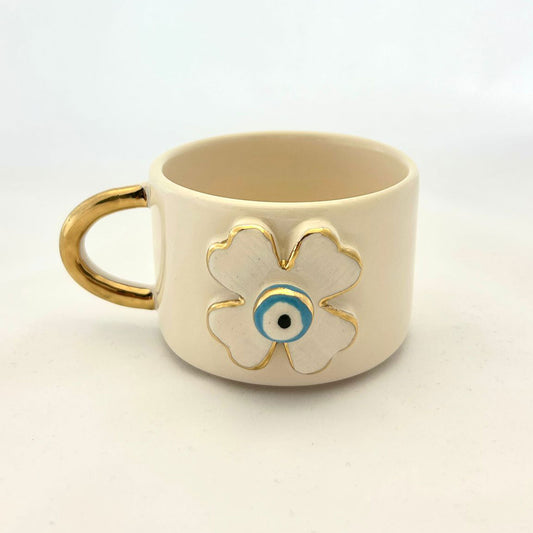 "Blüte" - Handgemachte Keramiktasse | 24k Gold