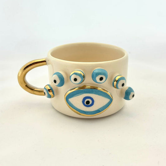 "Nazar-Auge" - Handgemachte Keramiktasse | 24k Gold